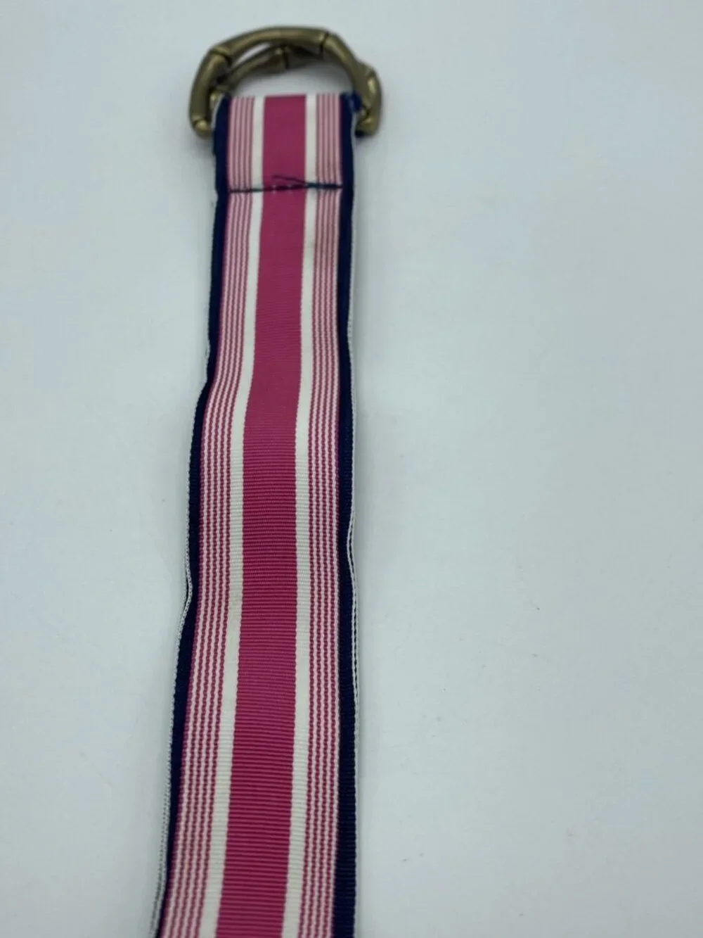 J Crew Pink Blue White Stripe D-Ring Belt Women's Size L End to End 43" - Picture 5 of 14